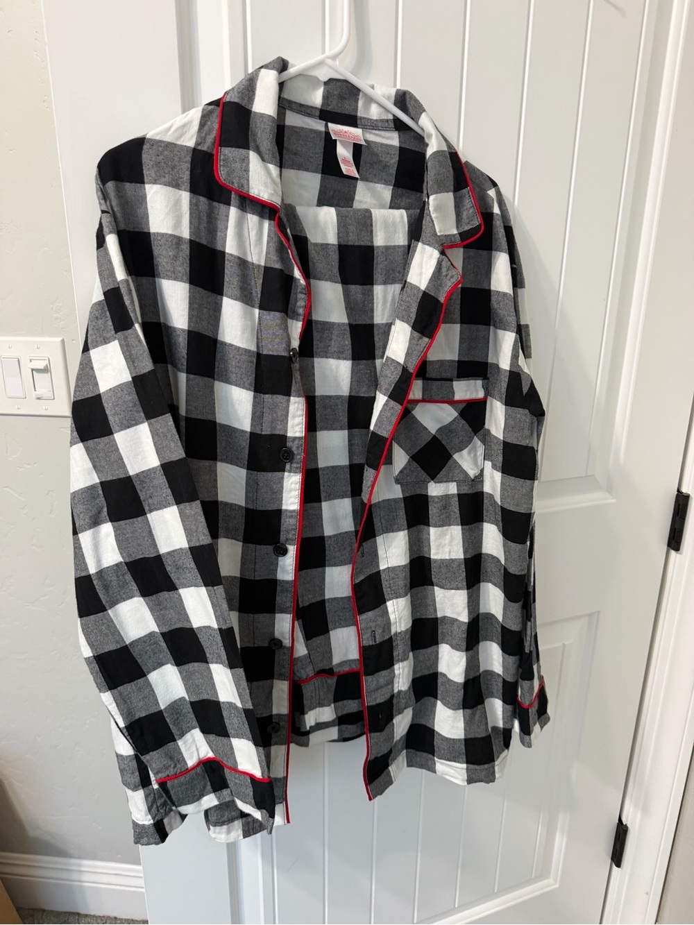 Wondershop Black and White Buffalo Check Button-Front Shirt with Red Trim